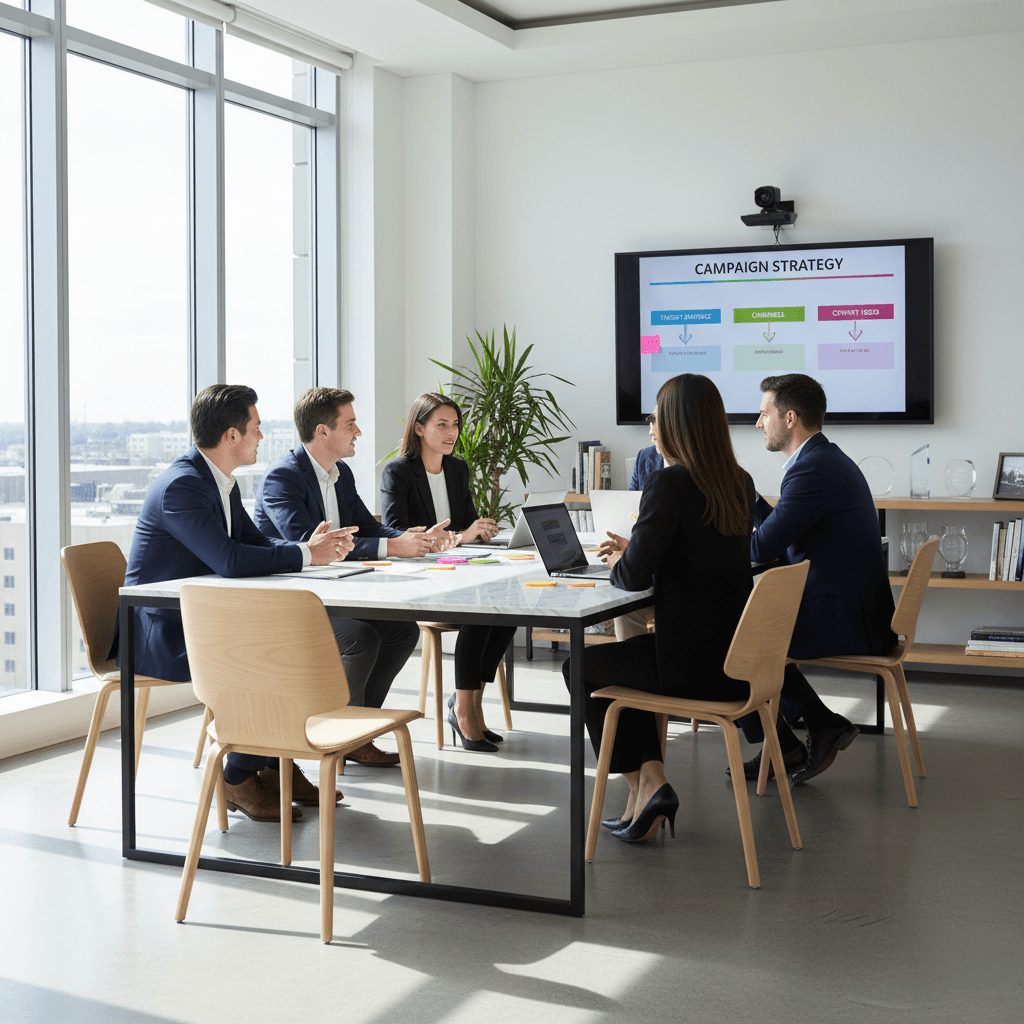 Marketing team collaborating on strategy